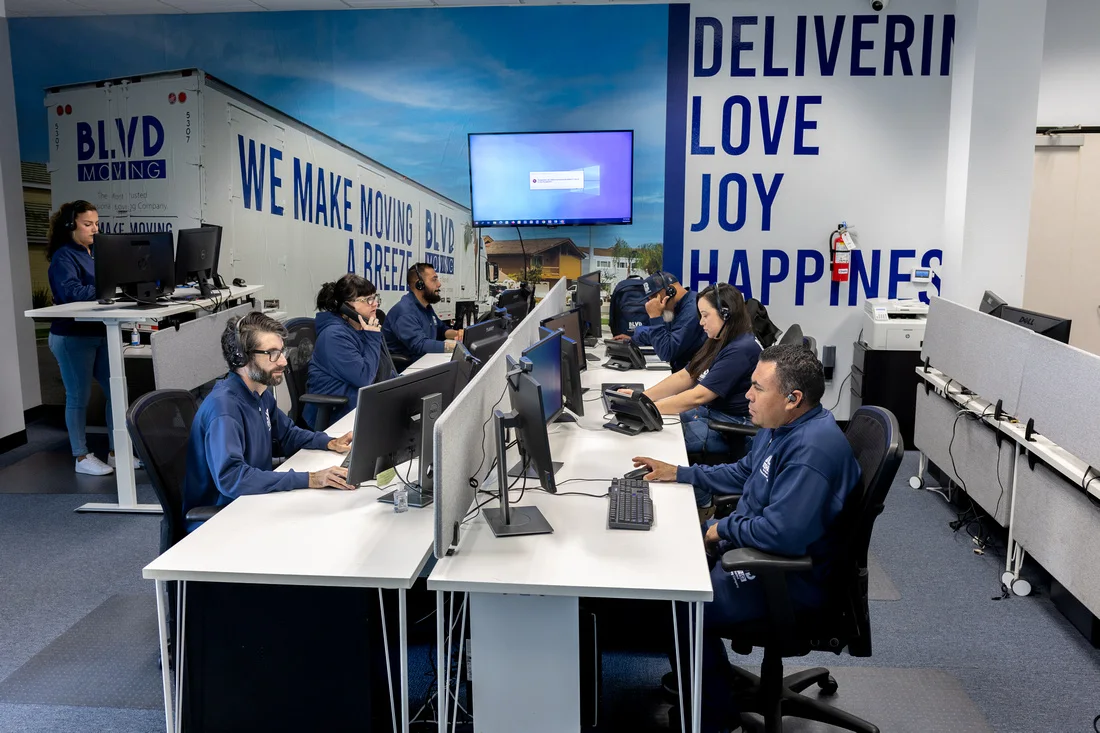 BLVD Moving operations team coordinating customer moves